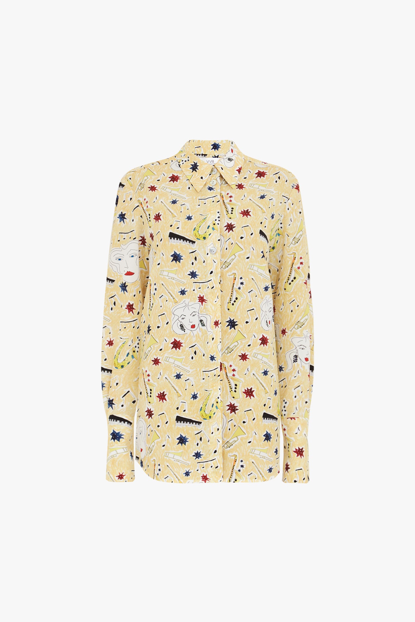 Button-detail Shirt in Jazz Print
