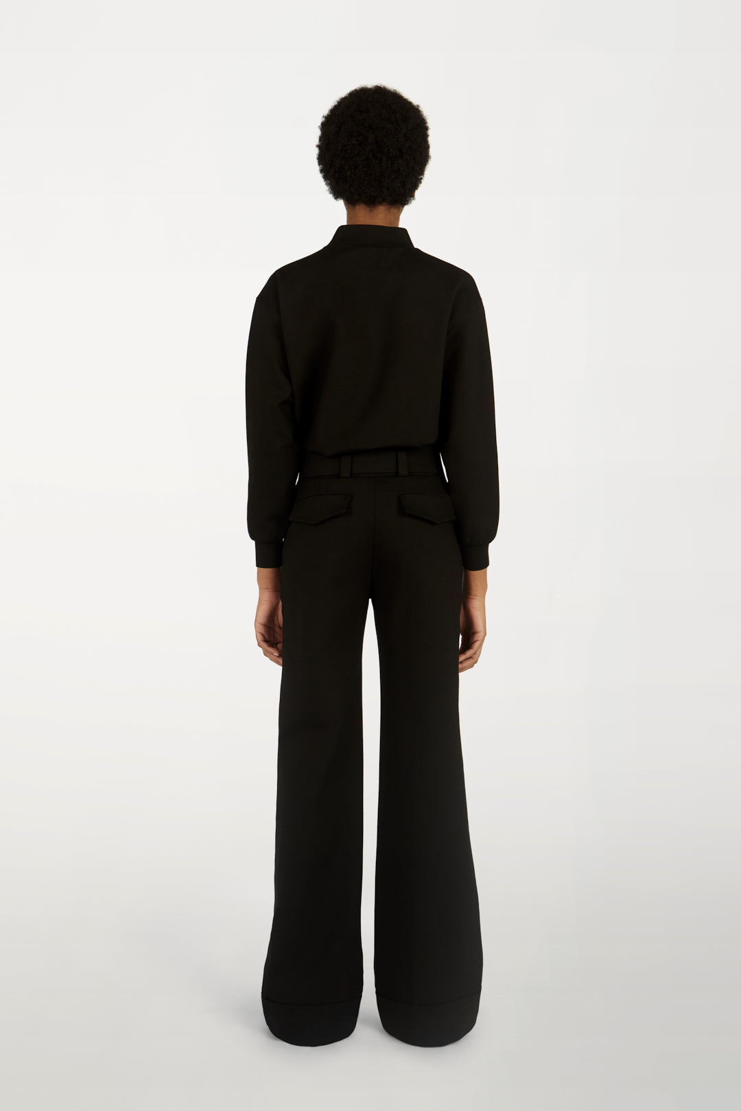 Belted Jersey Trousers in Black