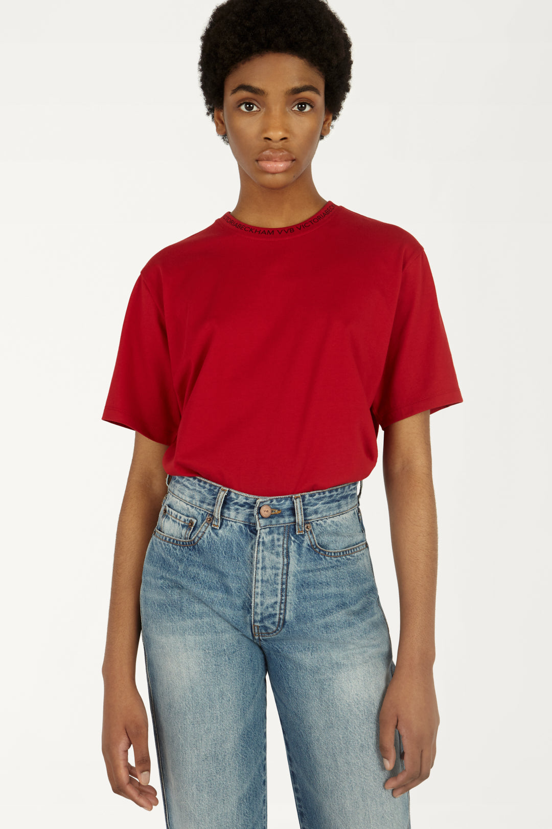 Logo Rib T-shirt in Cherry Red