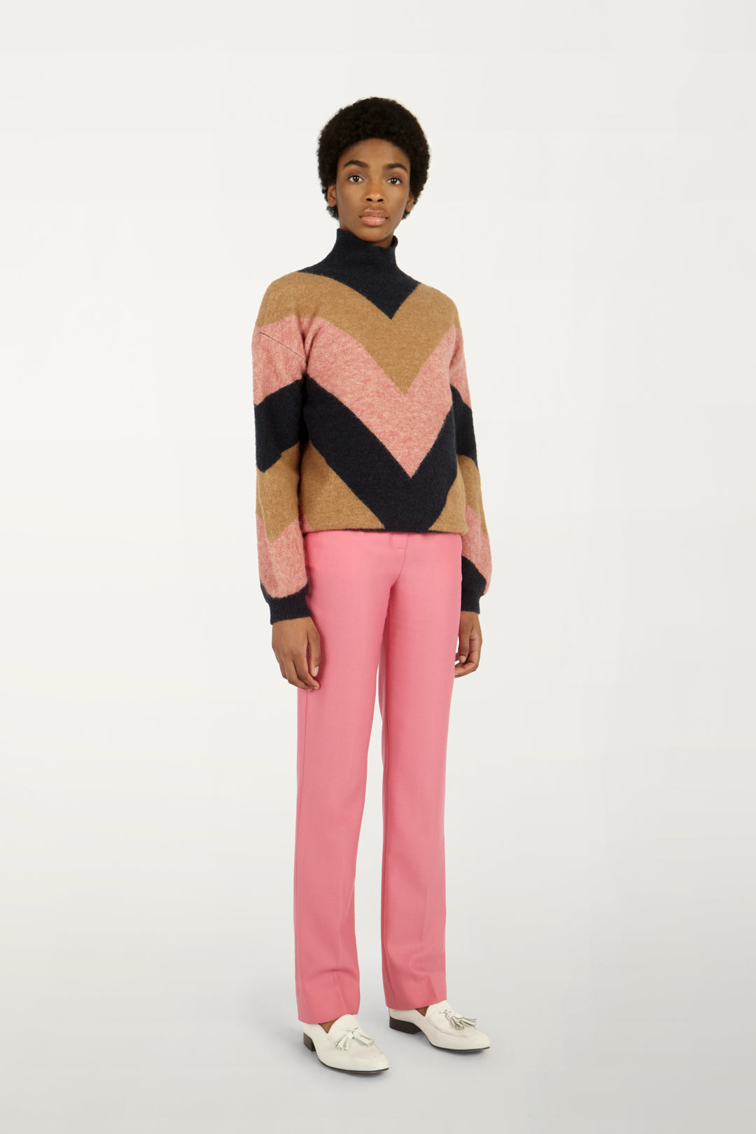 Oversized Mock-neck Jumper in Multicolour