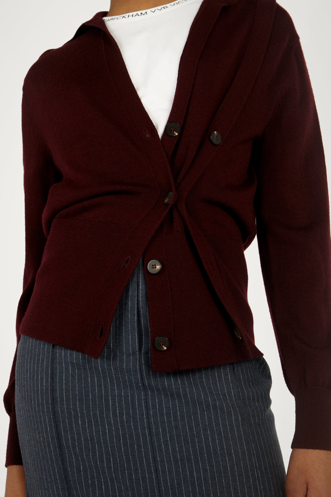 Double-button Cardigan in Burgundy