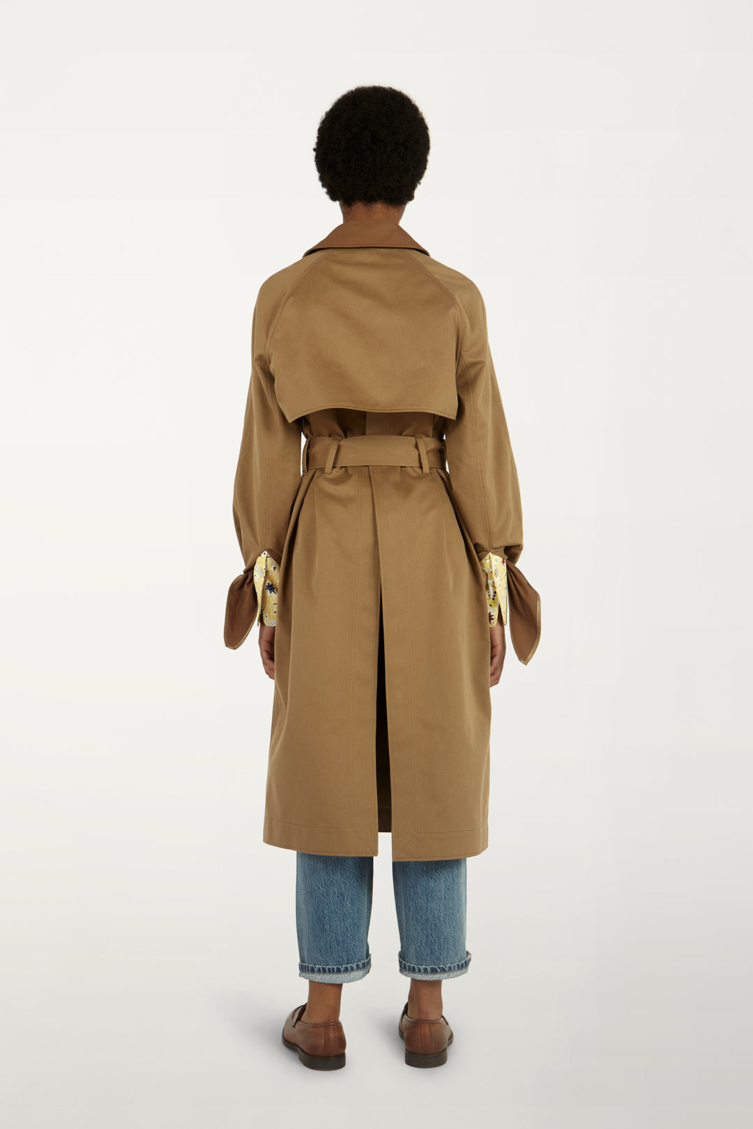 Tie-sleeve Trench Coat in Fawn Brown