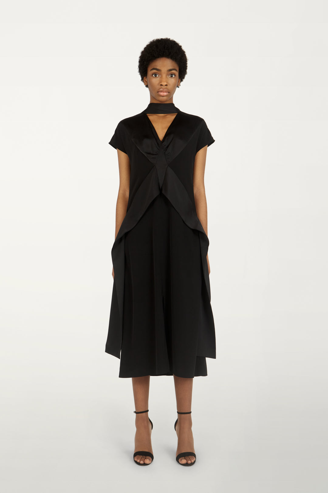 Diamond Drape Dress in Black