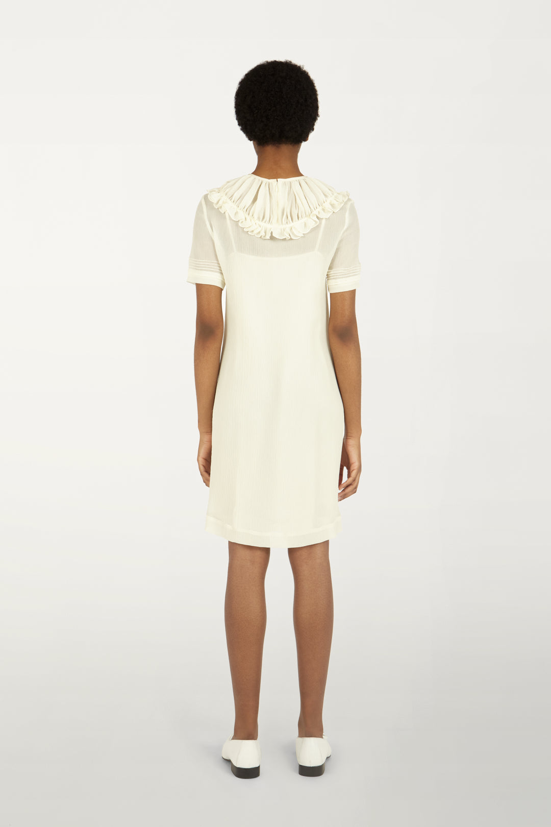Pin Tuck Detail Dress in Cream
