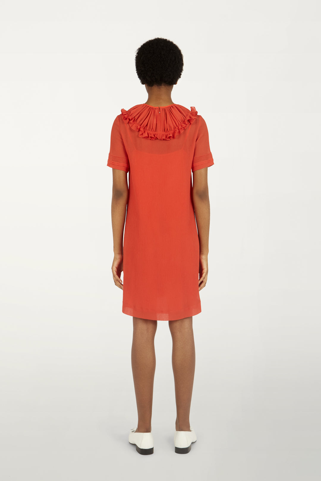 Pin Tuck Detail Dress in Sunset Orange