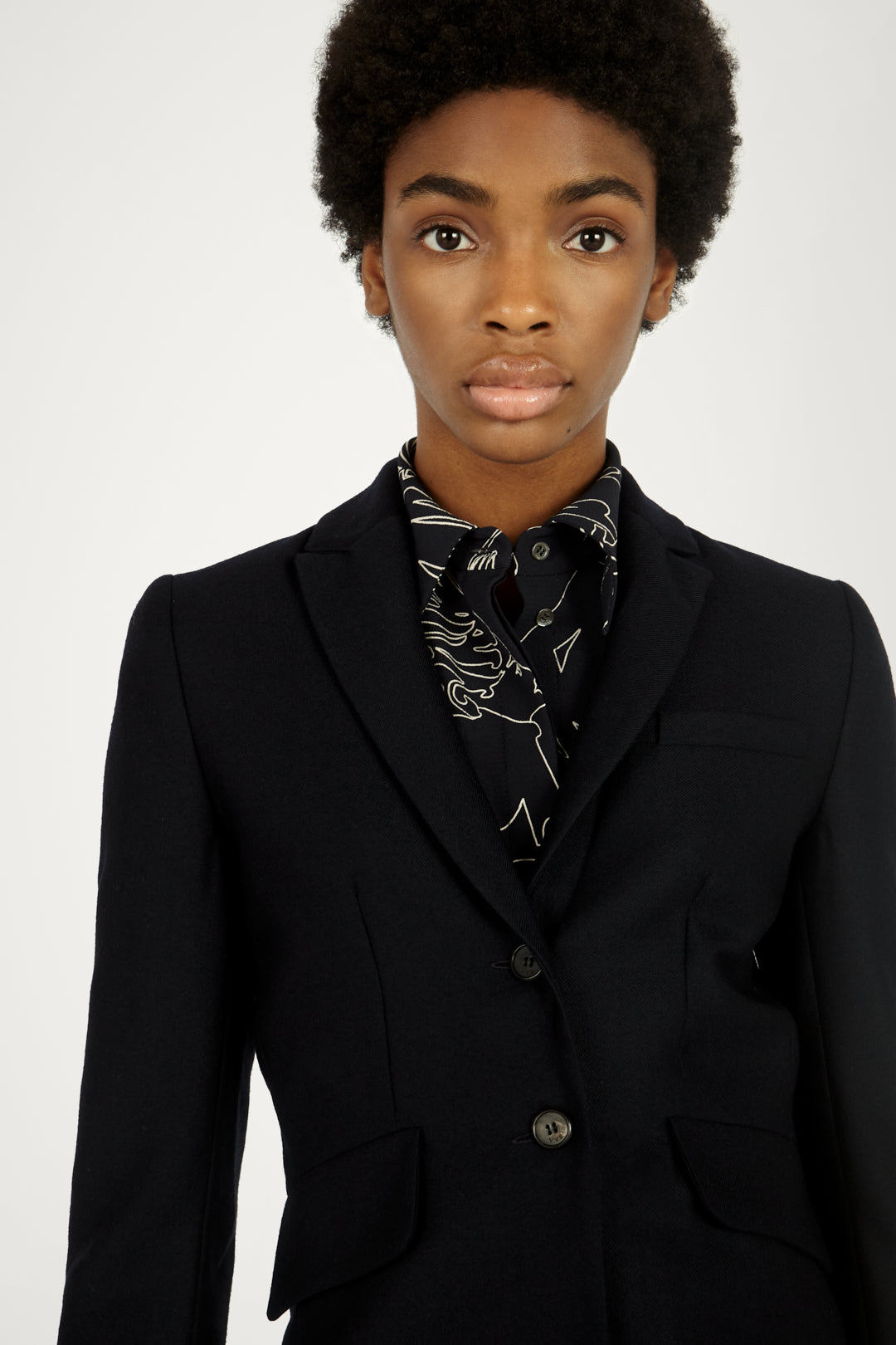 Shrunken Tailored Jacket in Midnight Blue