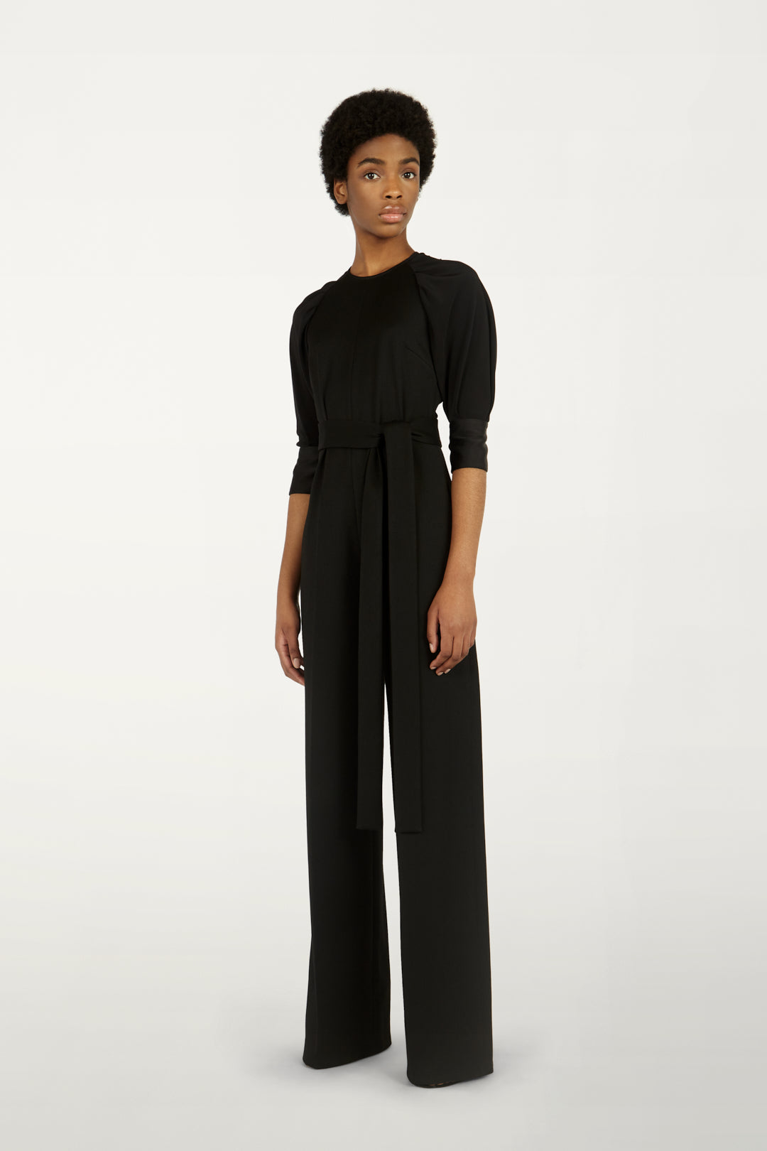 Contrast Sleeve Jumpsuit in Black