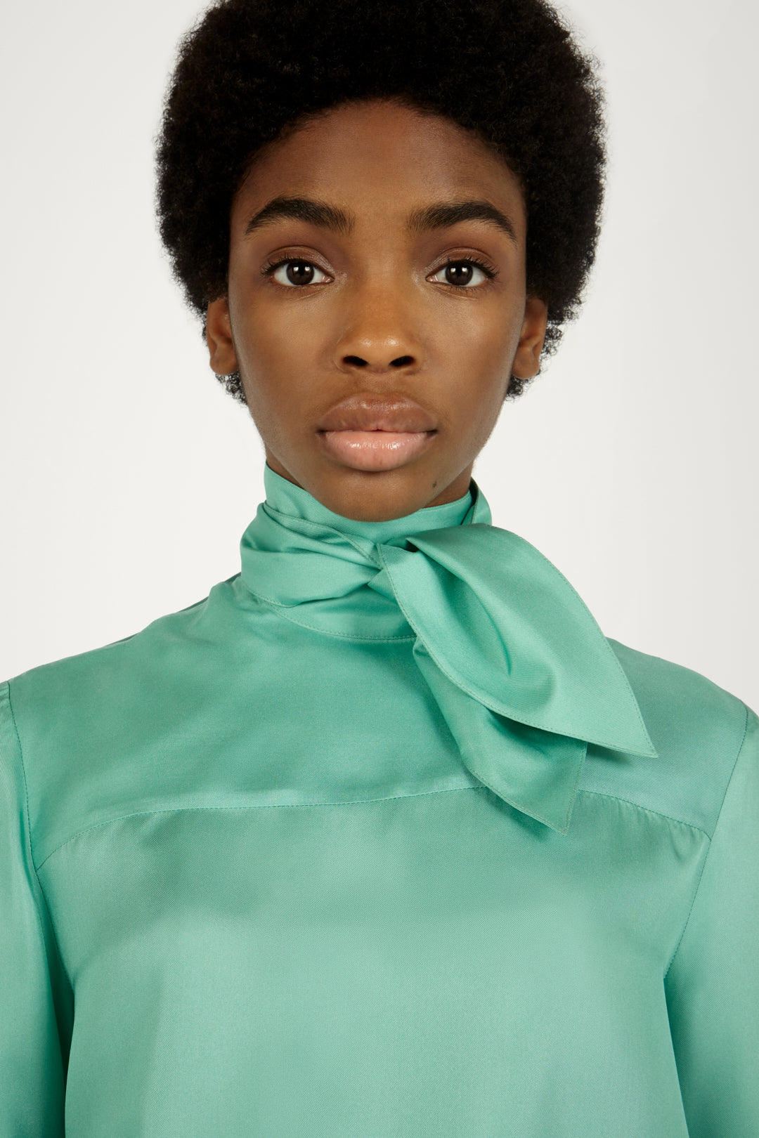 Reverse Tie-neck Shirt in Green