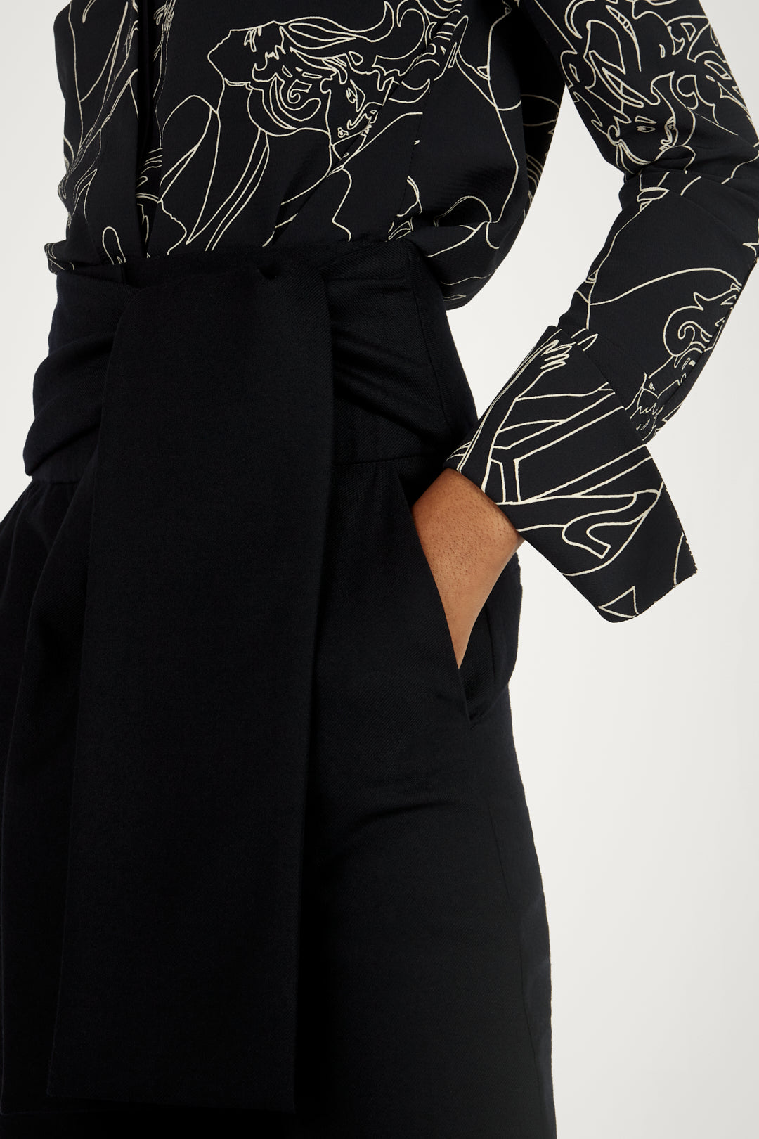 Tie-waist Trousers in Midnight Blue