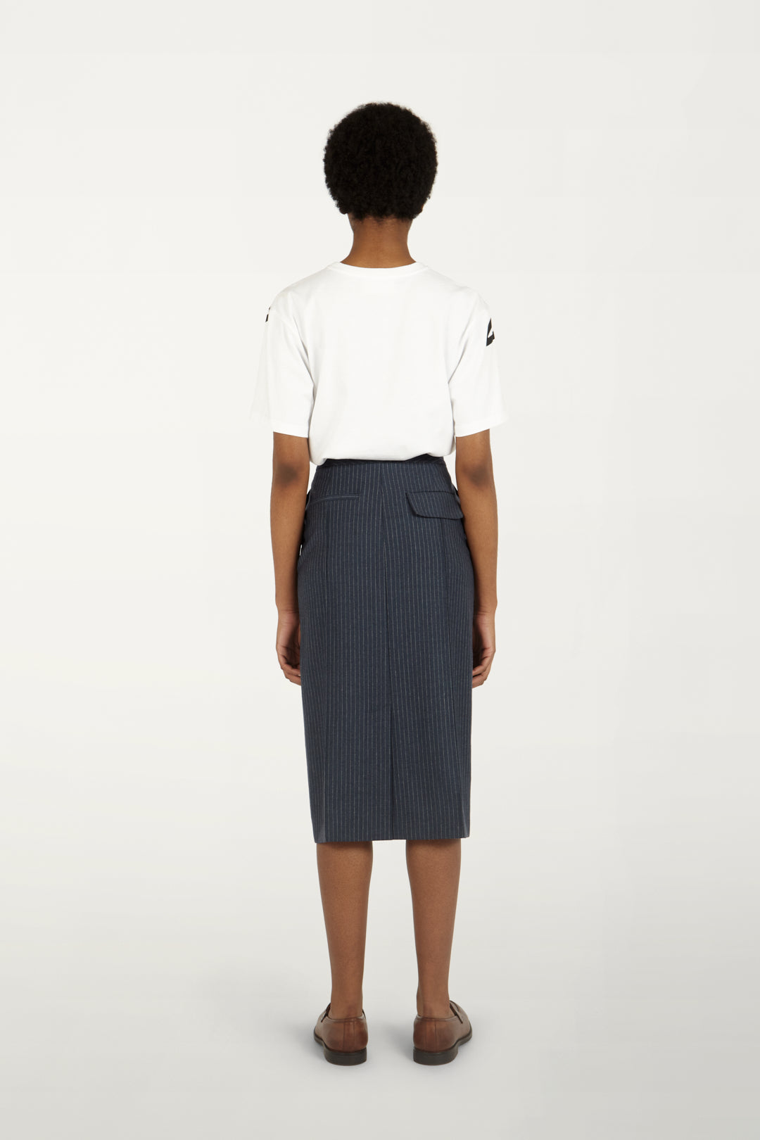 Pin Tucked Pencil Skirt in Chalk Print