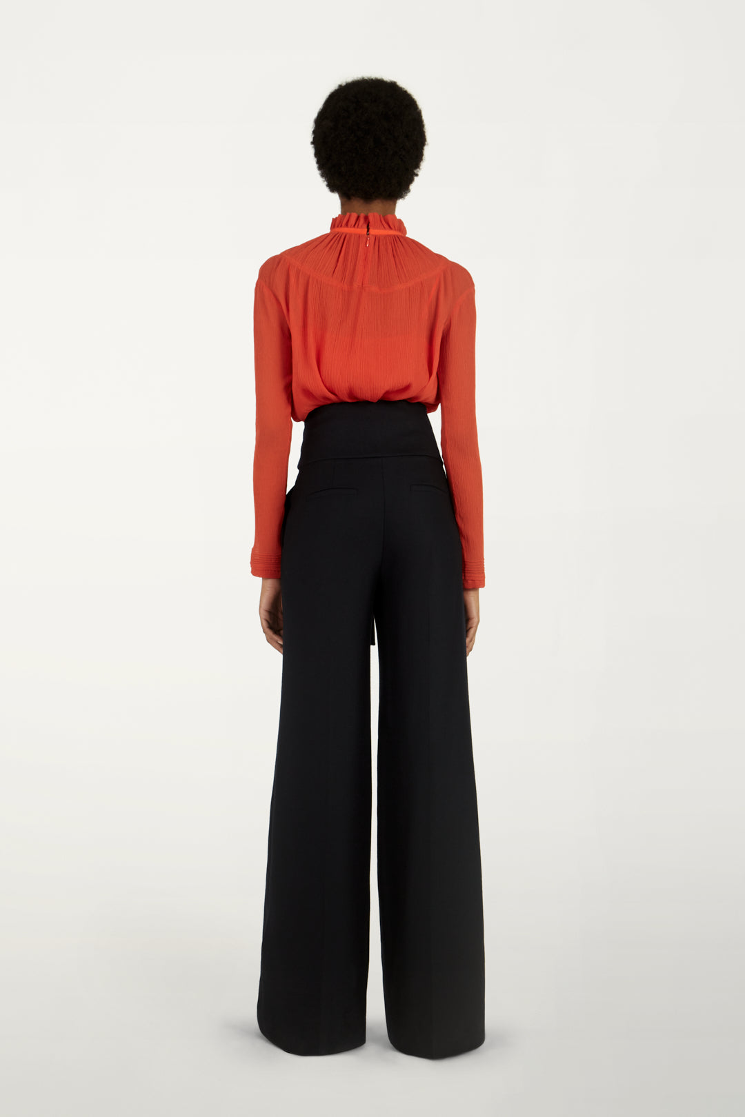 Pin Tuck Detail Top in Sunset Orange