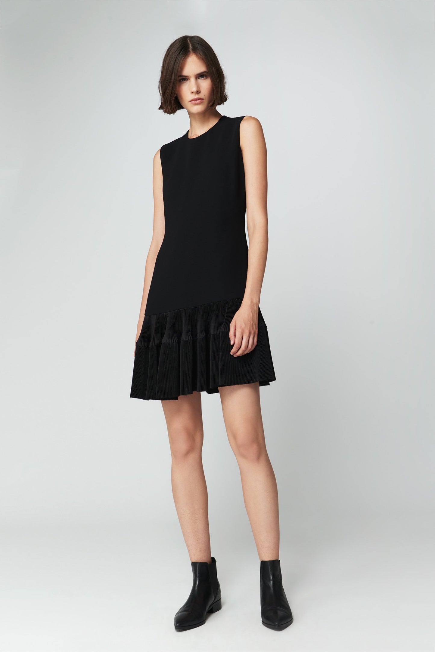 Pleat Hem Shift Dress
