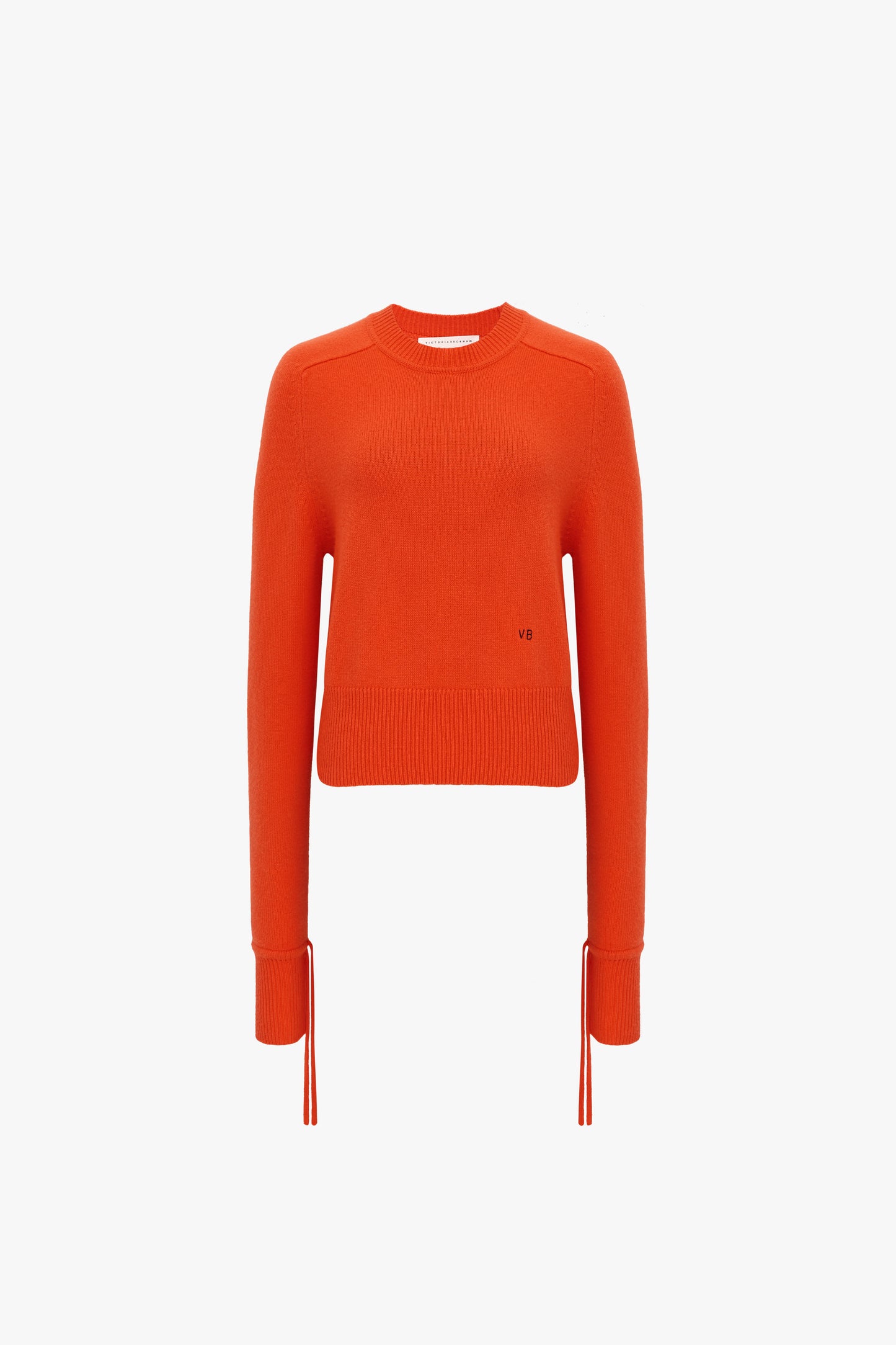 Cropped Cashmere Crew Neck in Orange