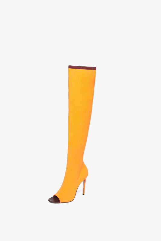 Jasmin 115MM Knit Boots In Bright Orange