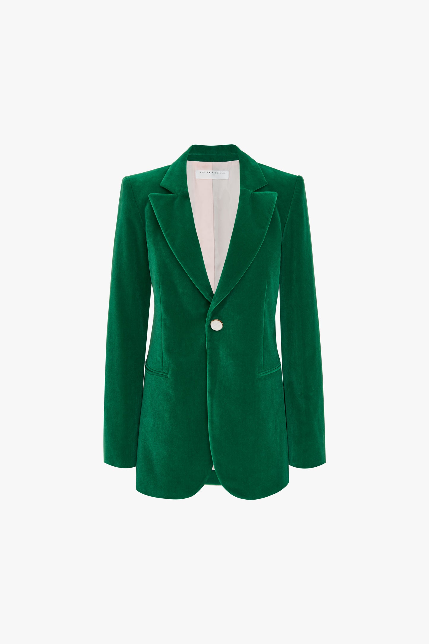 Single Breasted Velvet Jacket in Emerald Green
