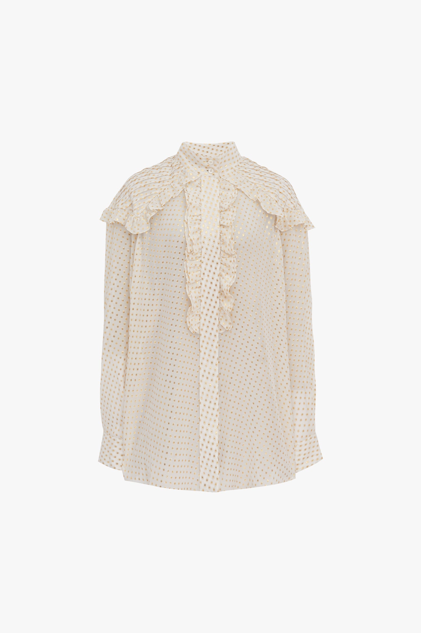 Pintuck Ruffle Blouse in Off-White