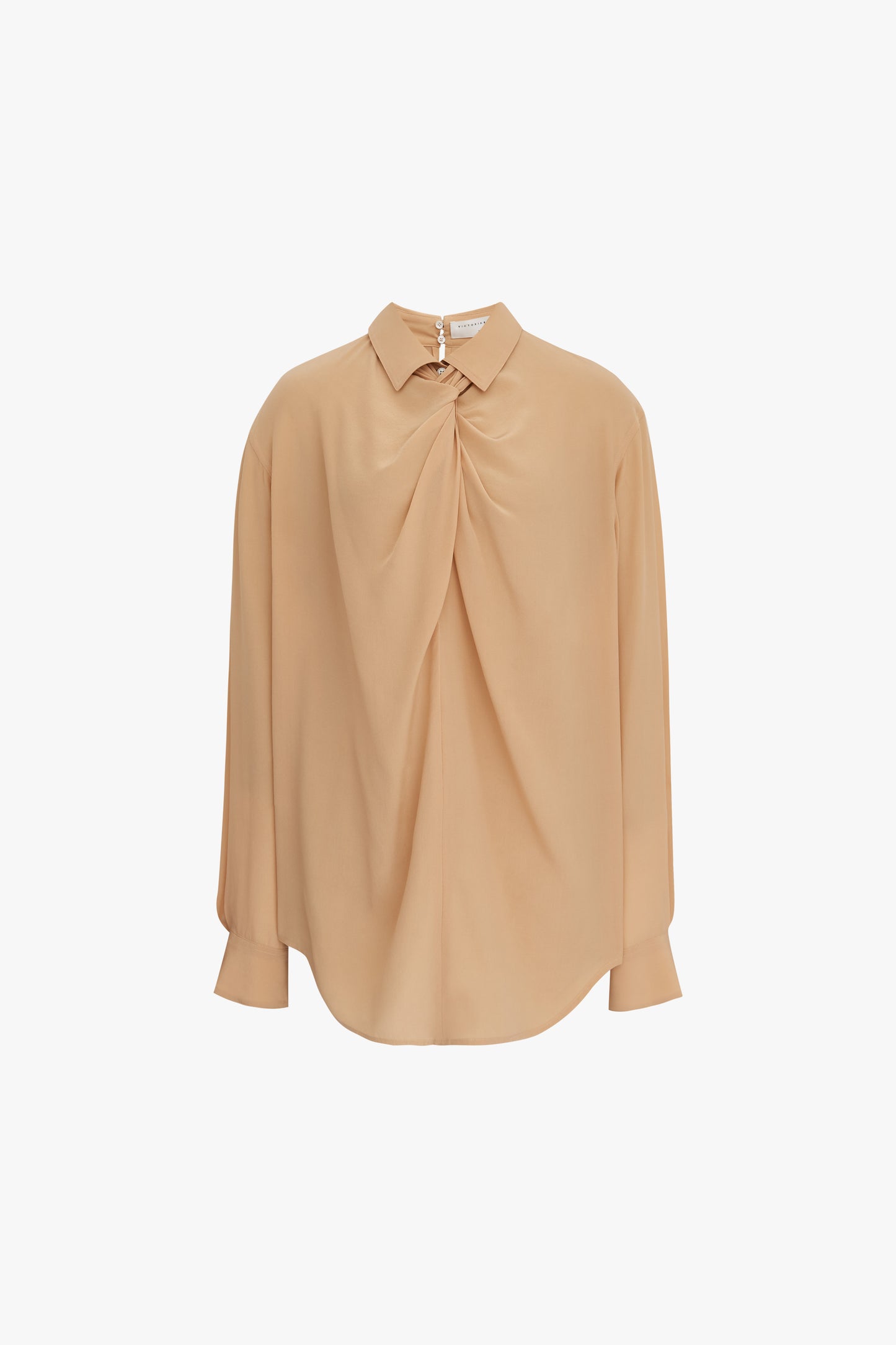Twist Neck Shirt in Biscuit Beige