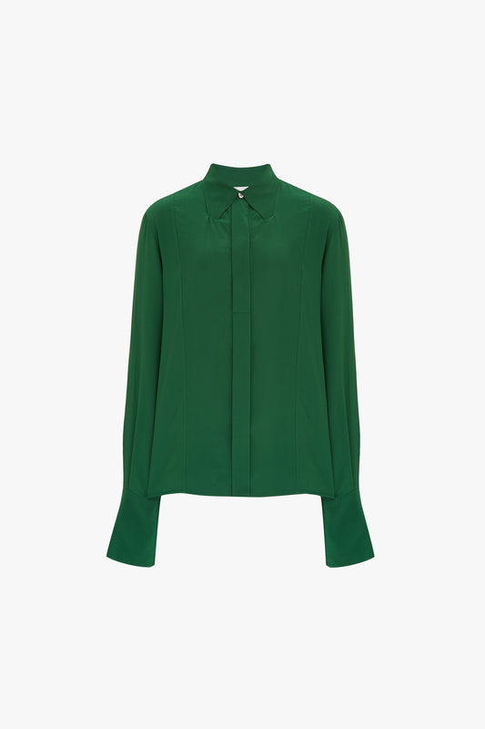 Oversized Collar Shirt in Emerald Green