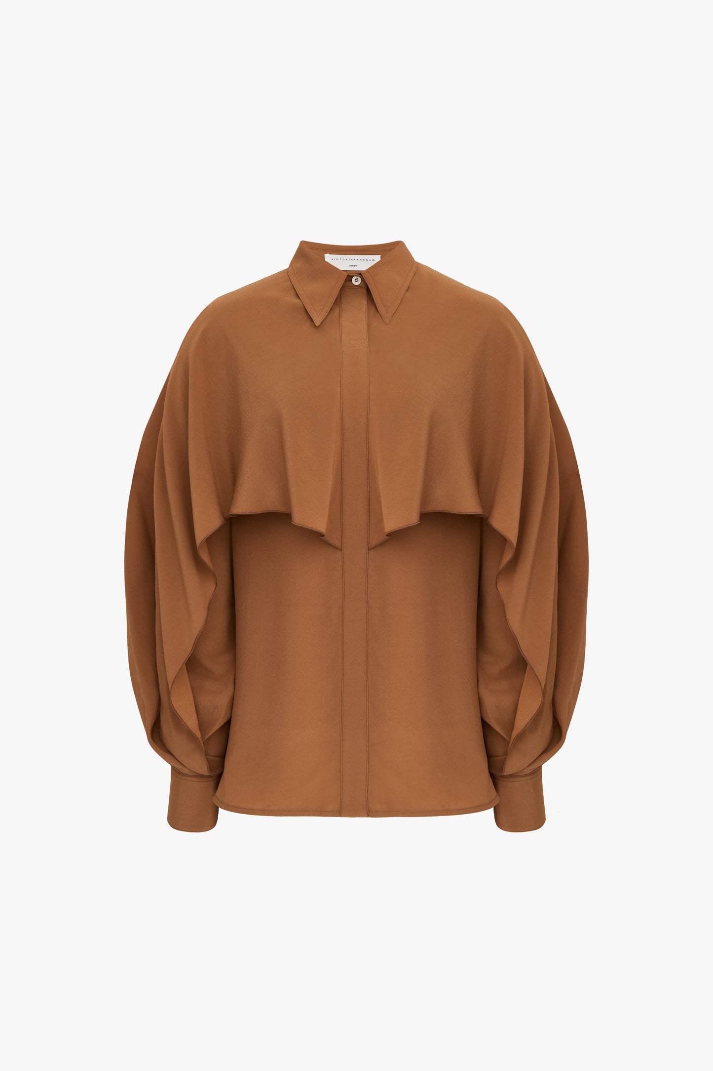 Oversized Draped Sleeve Shirt in Tan Beige