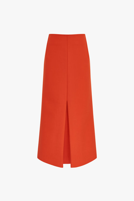 Box Pleat Midi Skirt in Orange