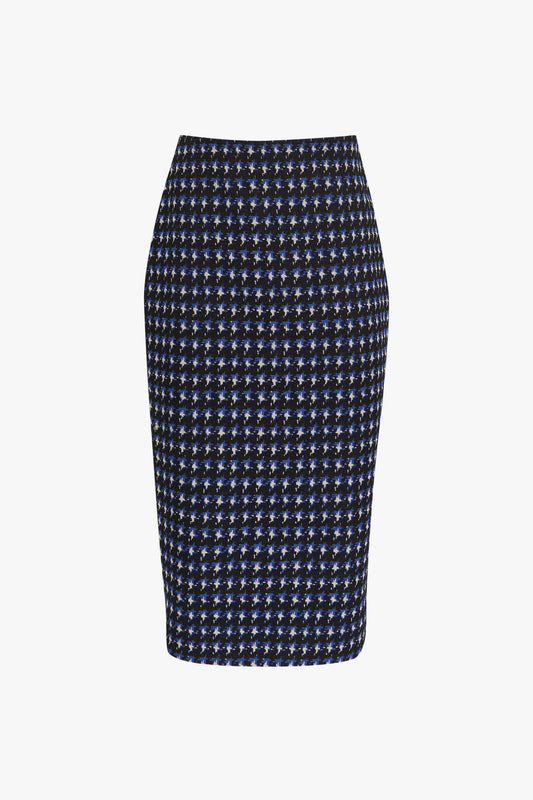 Pencil Skirt in Navy Houndstooth