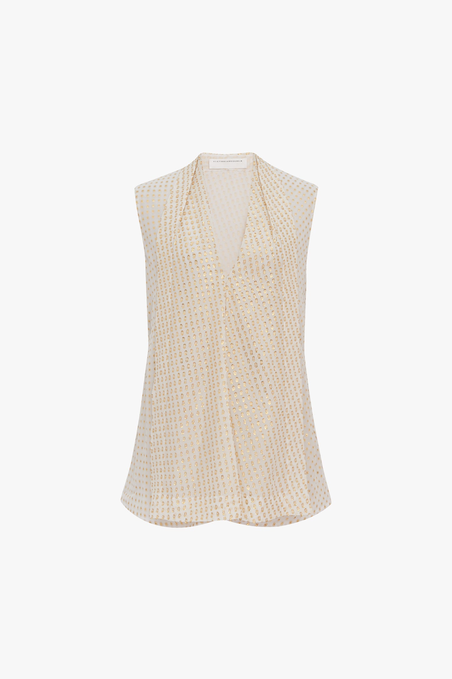 Sleeveless Flared Top In White Gold