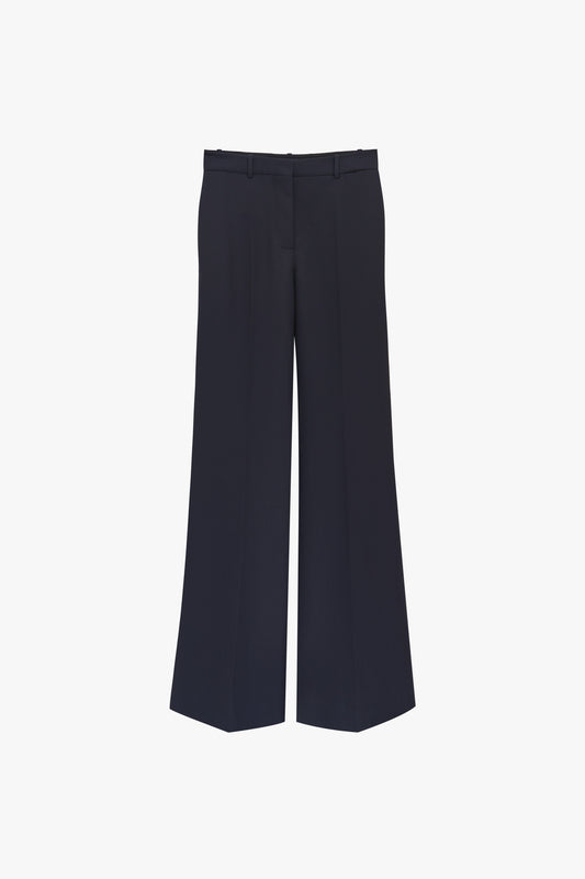 High Waisted Wide Leg Trousers in Dark Navy