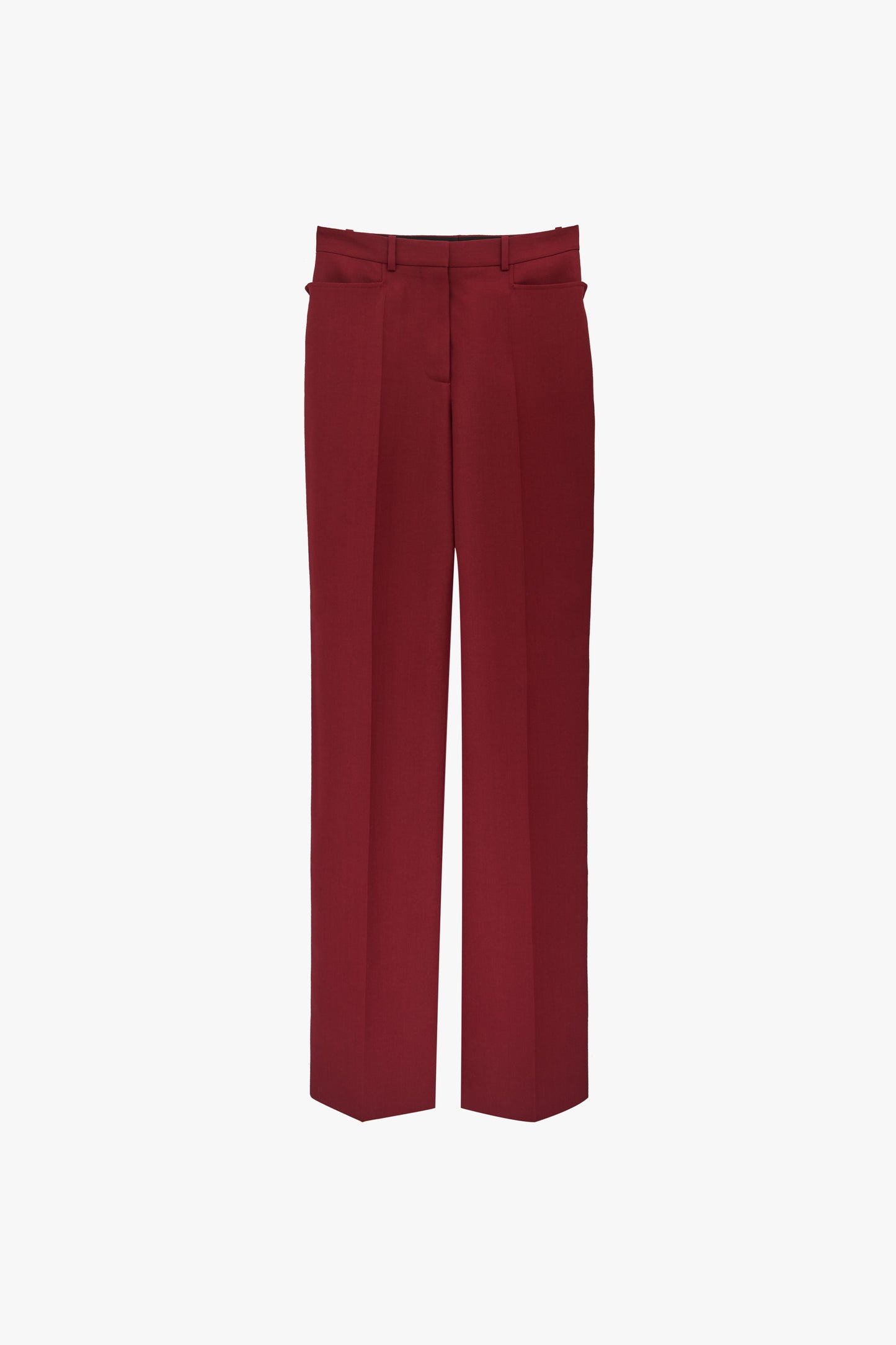 Straight Leg Trousers in Bordeaux Red