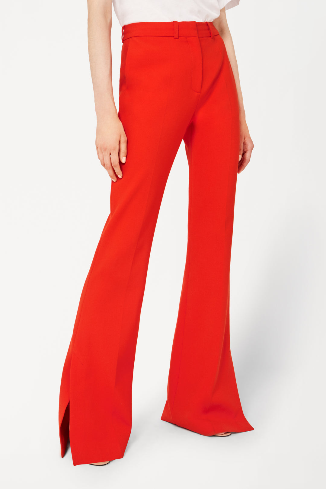 Split Hem Victoria Trousers in Flame Red