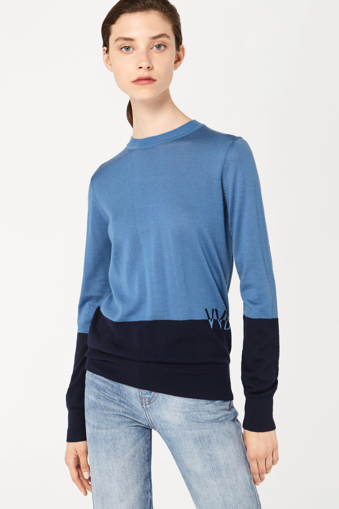 VVB Logo Crewneck Jumper in Blue/Black