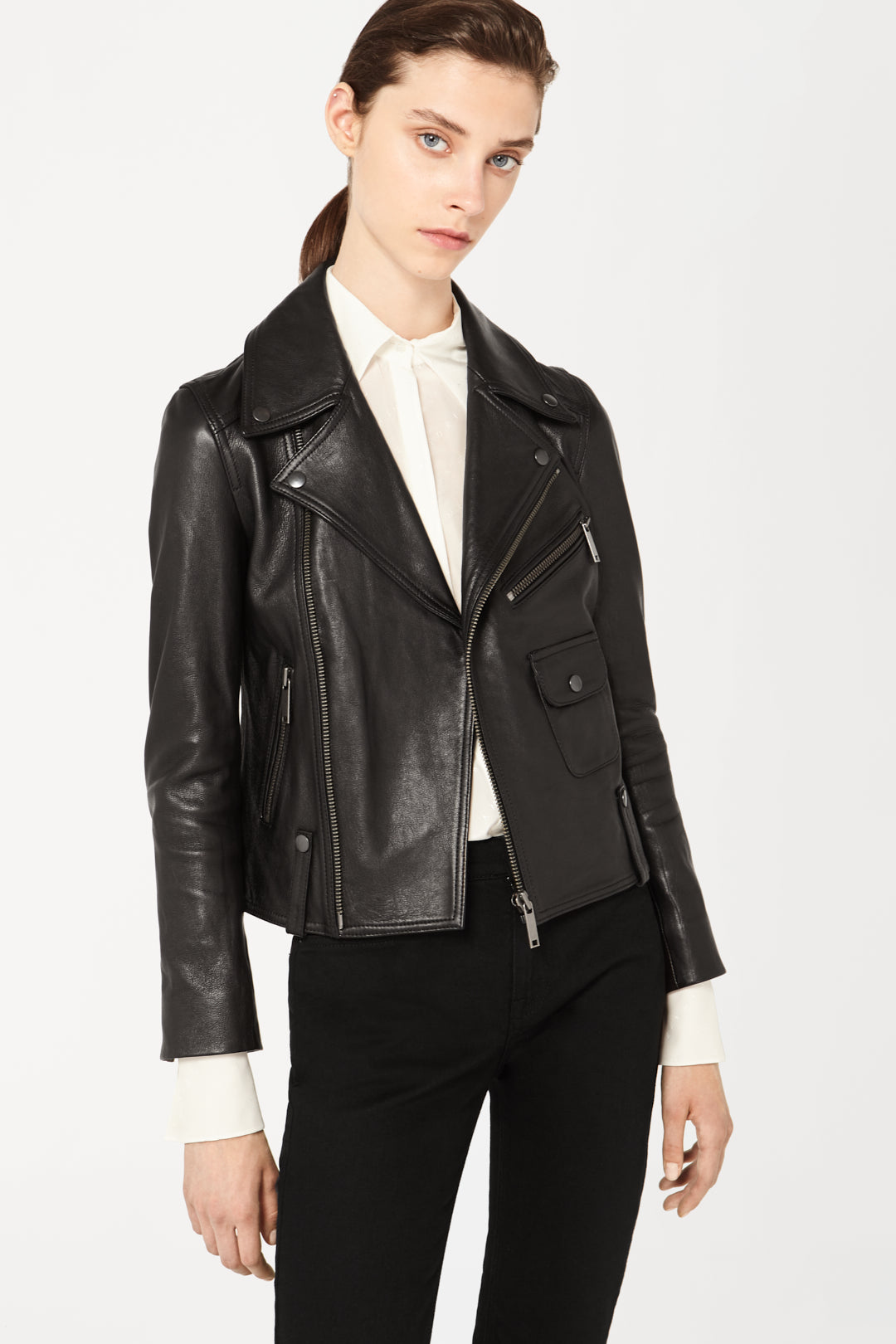 Leather Biker Jacket in Black