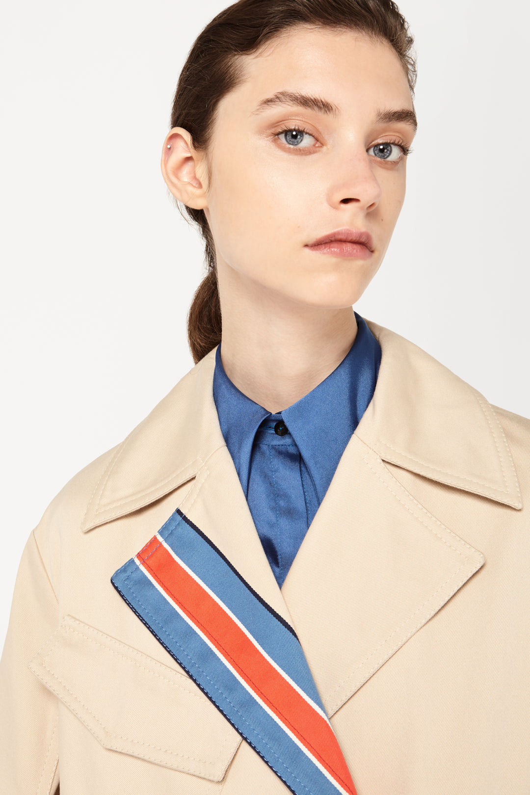 Stripe Panel Trench Coat