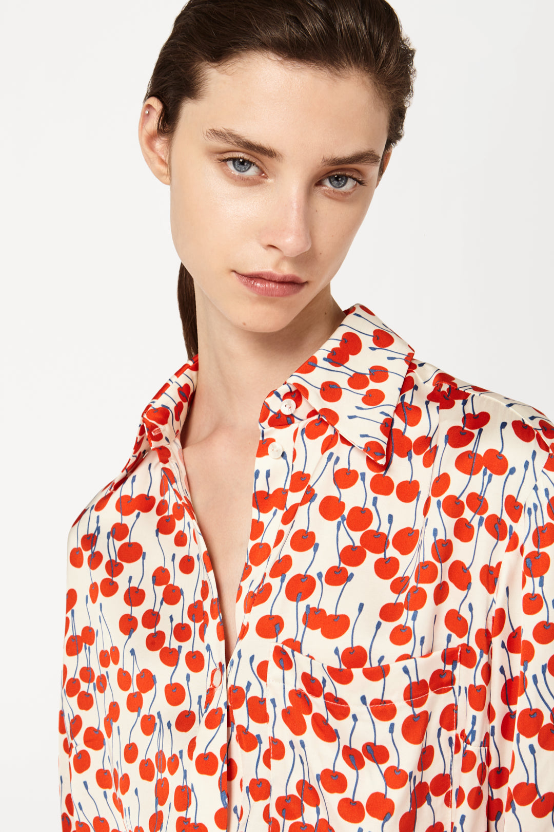Belted Shirt Dress in Cherry Print