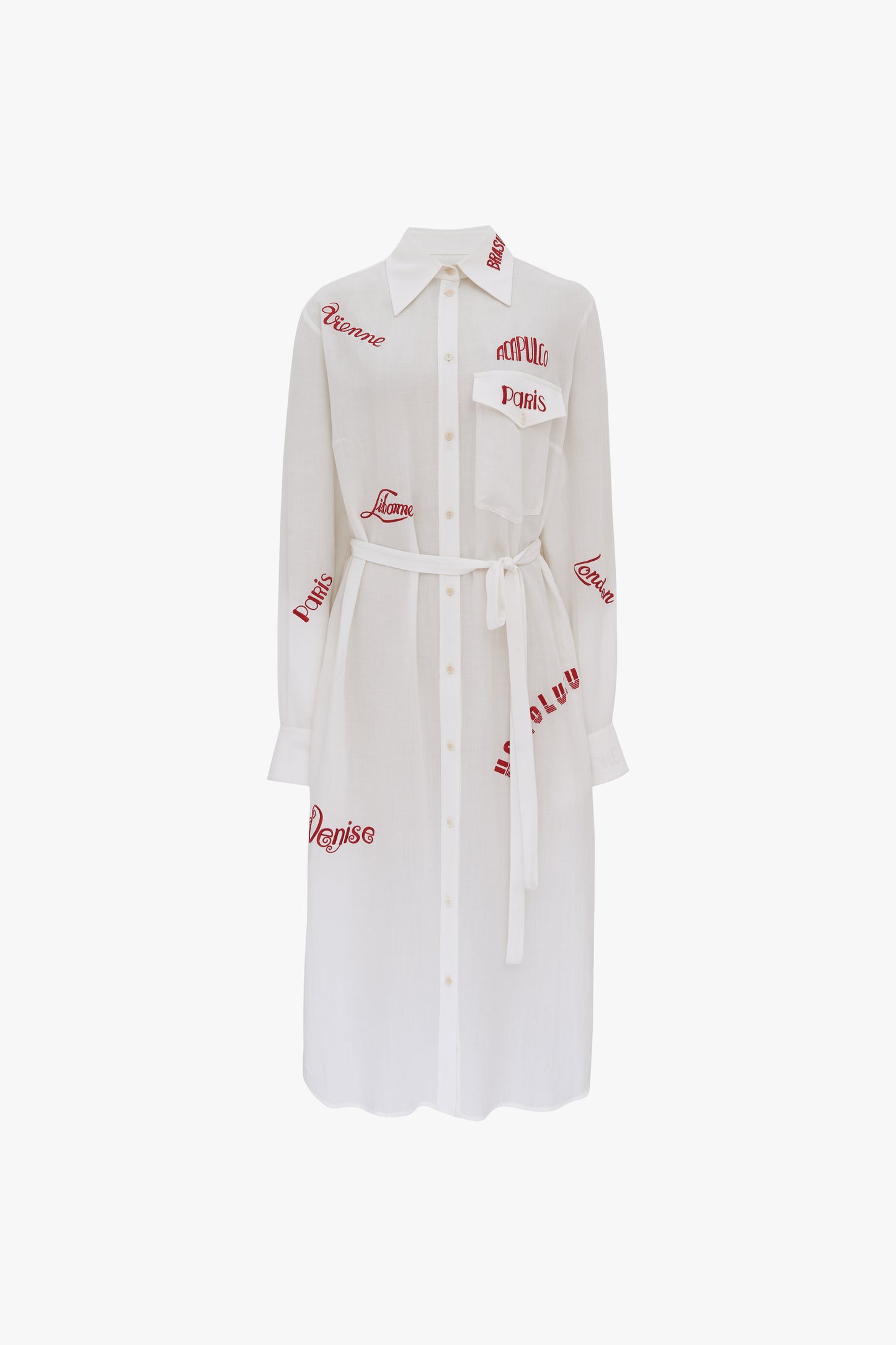 City Embroidered Shirt Dress in White