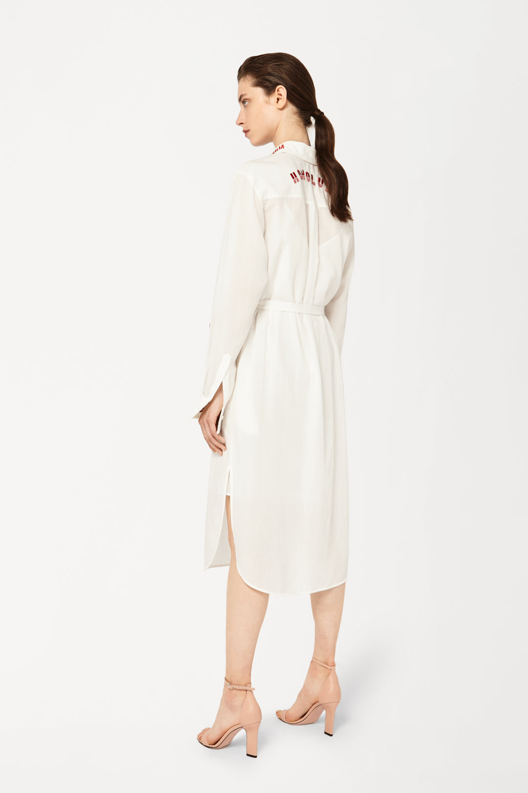 City Embroidered Shirt Dress in White