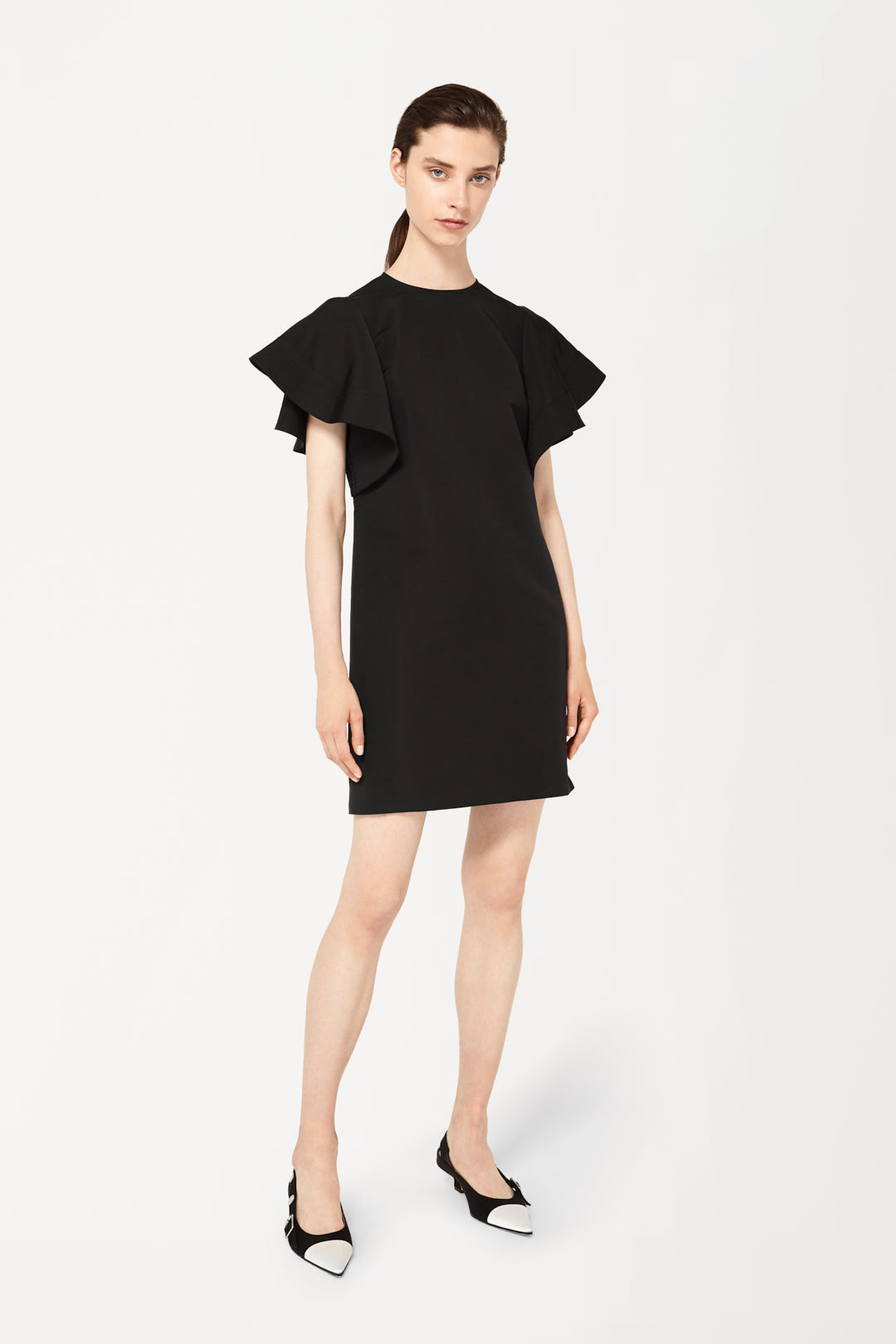 Ruffle Sleeve Dress in Black