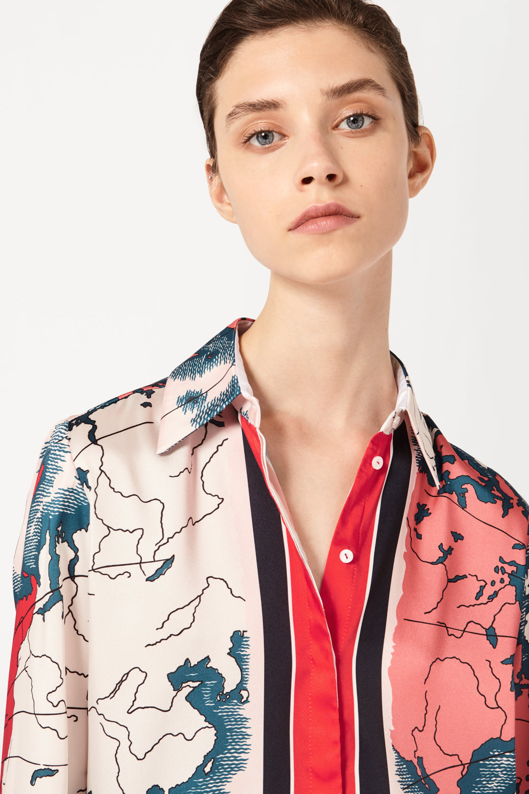 Map Print Shirt in Red