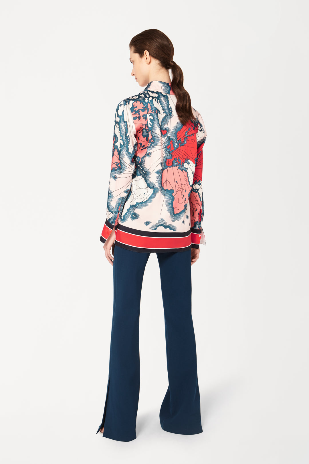 Split Hem Victoria Trousers in Petrol Blue