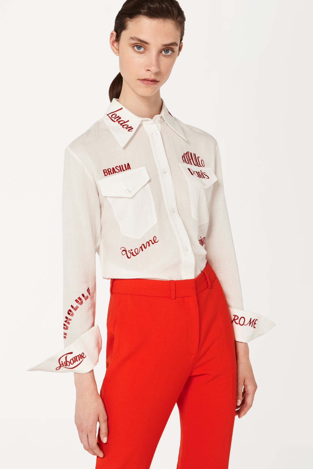 City Embroidered Shirt in White