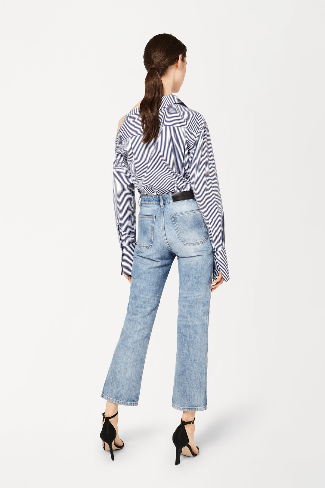 Off-Shoulder Shirt in Bengal Stripe