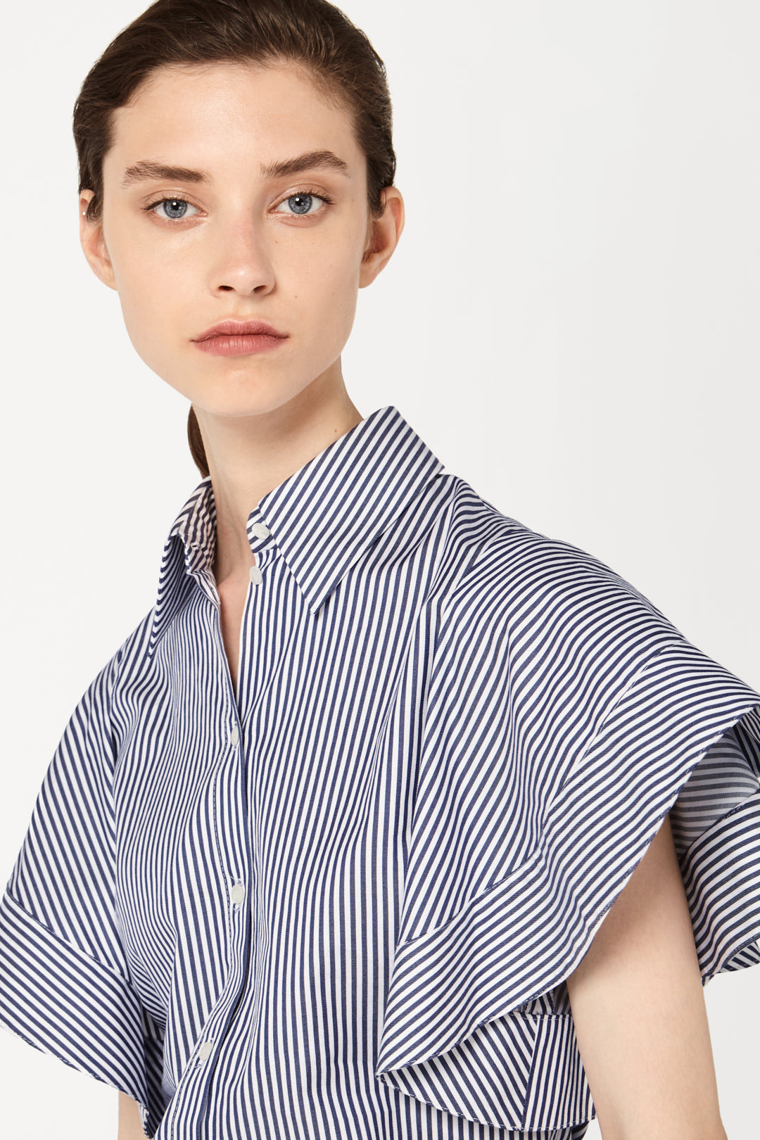Ruffle Sleeve Shirt in Bengal Stripe