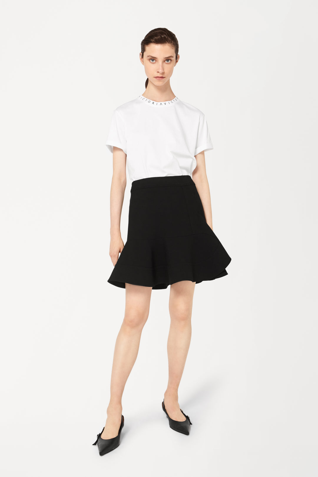 Peplum Hem Skirt In Black