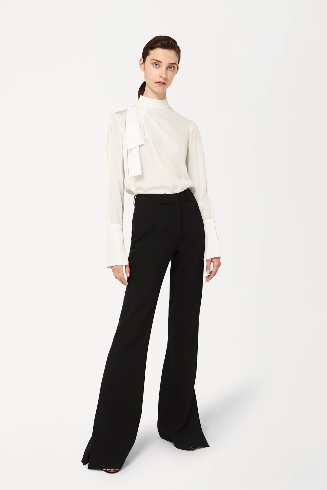 Scarf-Neck Logo Top in White