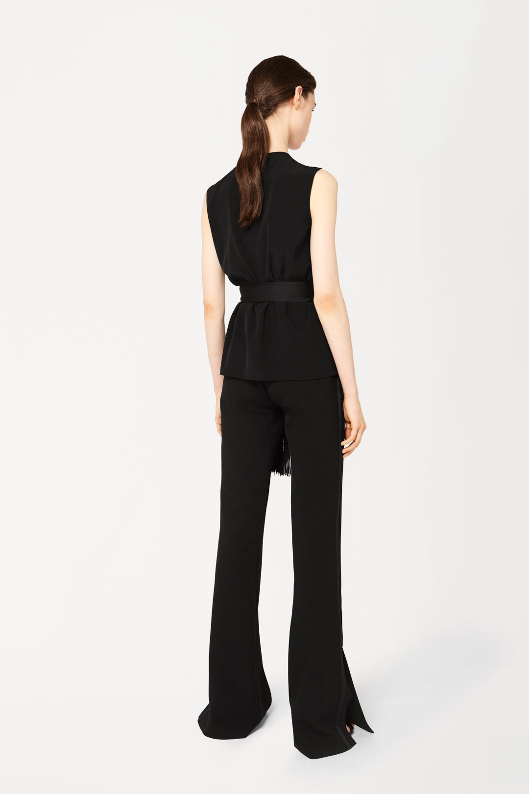 Fringed Scarf Top in Black