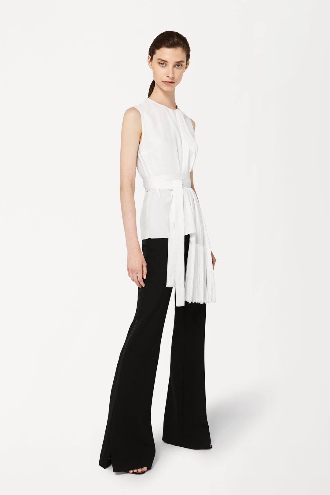 Fringed Scarf Top in White