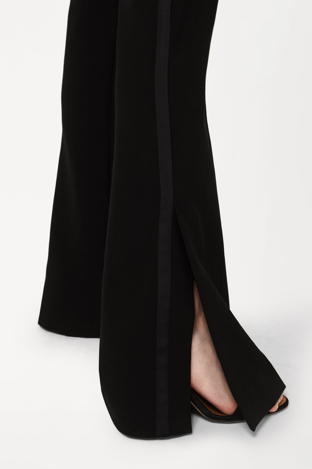 Split Hem Tuxedo Victoria Trousers in Black