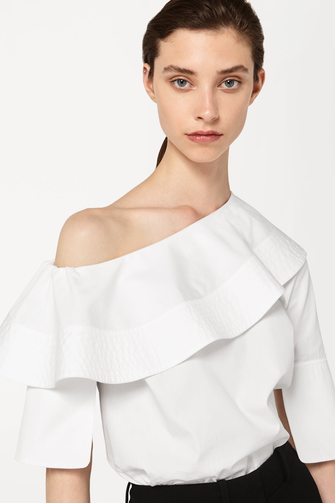 One-Shoulder Ruffle Top in White