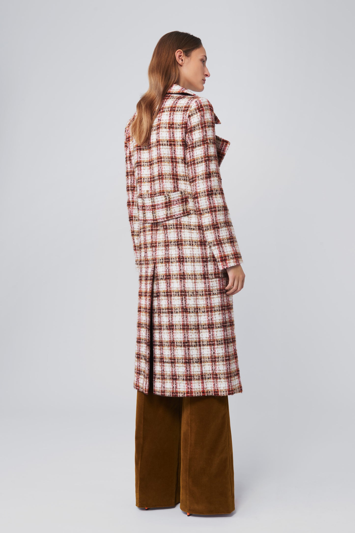 High-Waisted Wide-Leg Velvet Trousers in Golden Brown
