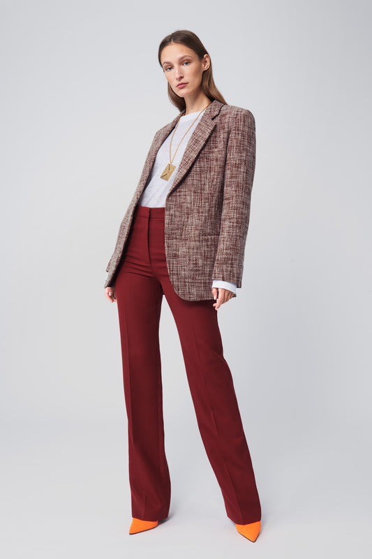 Straight Leg Trousers in Bordeaux Red