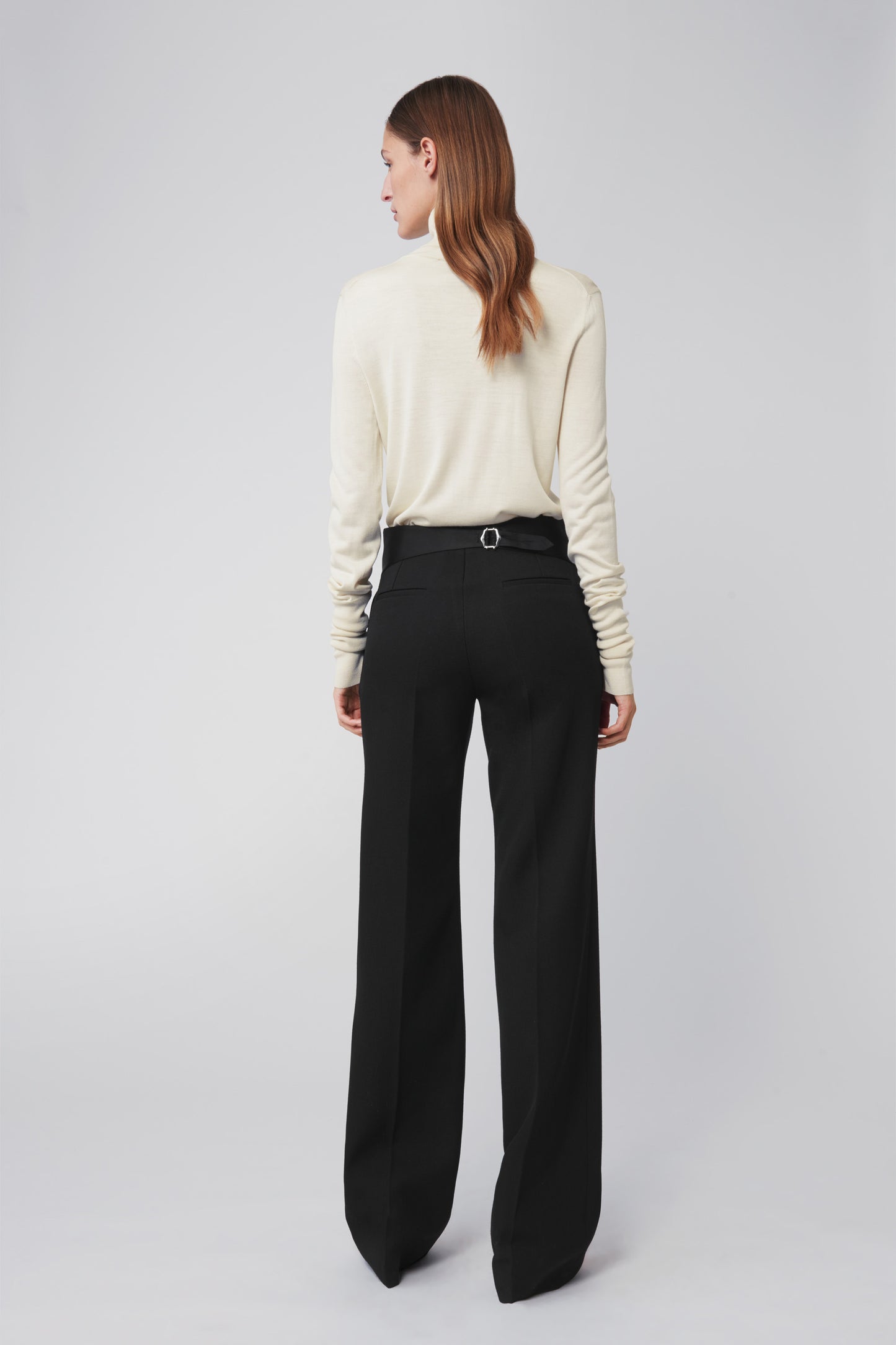 Slim Fit Polo Neck Jumper in Off-White